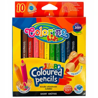 Kredki Ołówkowe Trójkątne Mini 10 Kolorów Jumbo Colorino