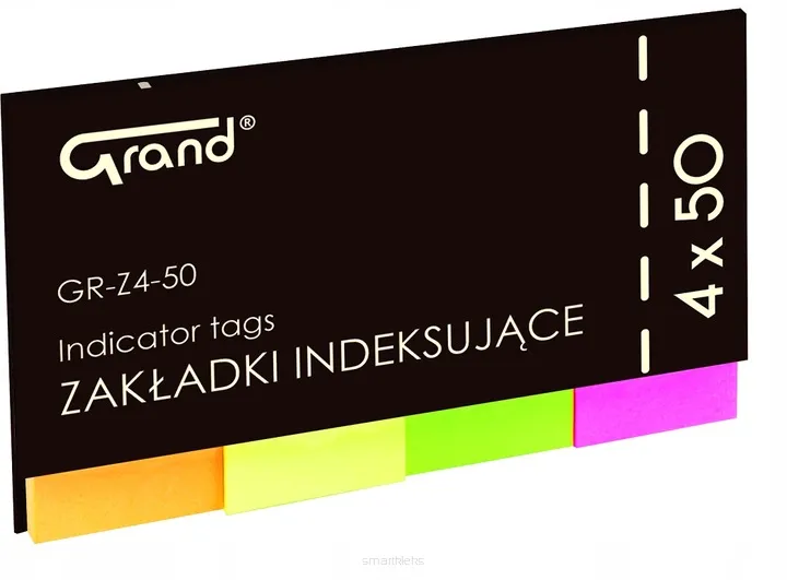 Zakładki Indeksujące Papierowe 4x50 Karteczek Neonowych Grand  SmartKleks.pl