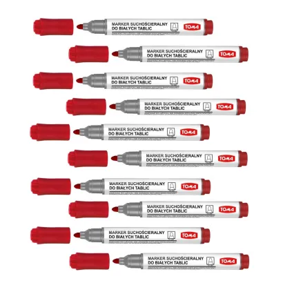 10 x Marker Suchościeralny Do Białych Tablic Toma Czerwony