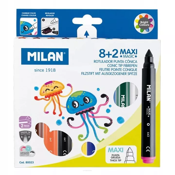 Flamastry Maxi Magic 8 Kolorów + 2 Magiczne Milan  SmartKleks.pl