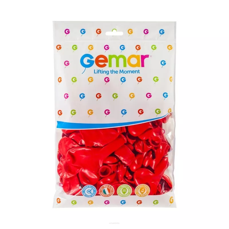 Balony 50 sztuk Pastelowe Czerwone (Serca) Gemar