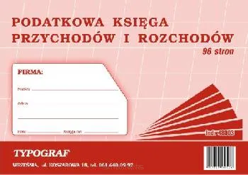 Podatkowa księga przychodów i rozchodów A4 / 96 stron Typograf