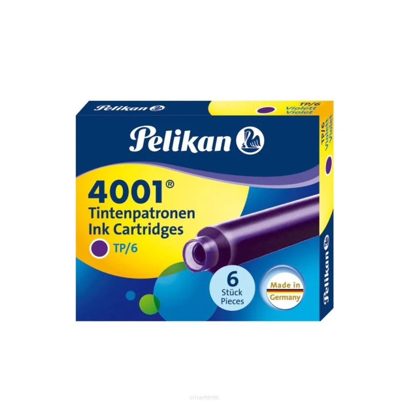 Naboje atramentowe krótkie w kolorze fioletowym do pióra wiecznego Pelikan.