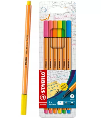 Cienkopisy Stabilo point 88 komplet 6 kolorów neonowych