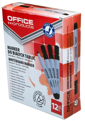 12 x Marker do tablic OFFICE PRODUCTS, okrągły, 1-3mm (linia), czarny
