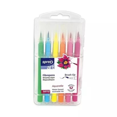 Flamastry pędzelkowe 12 kolorów