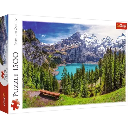 Puzzle Trefl 1500 Elementów Jezioro Oeschinen, Alpy, Szwajcaria