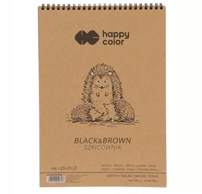Szkicownik Na Spirali Dwukolorowy Happy Color Czarny+Brązowy A4 80g/m2