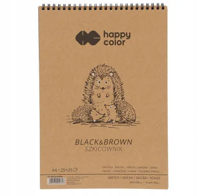 Szkicownik Na Spirali Dwukolorowy Happy Color Czarny+Brązowy A4 80g/m2