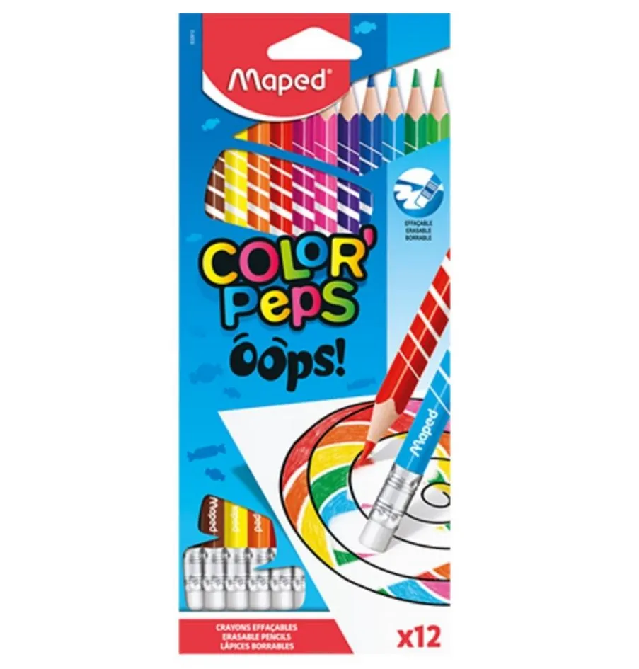 Kredki Ołówkowe MAPED Color Peps Oops Zmazywalne 12 szt.