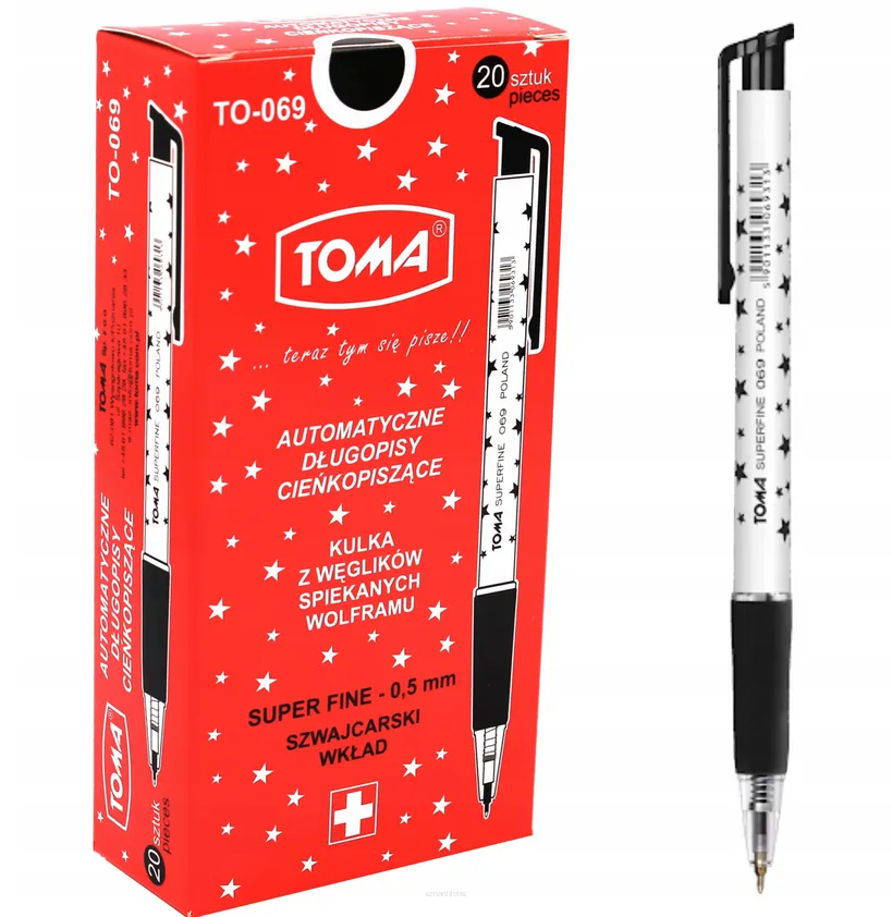20x Długopis Toma Superfine TO-069 Czarny Pstrykany smartkleks.pl
