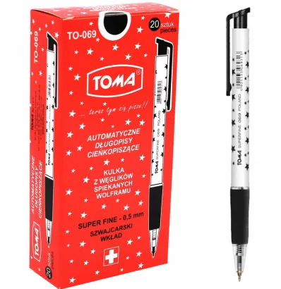 20x Długopis Toma Superfine TO-069 Czarny Pstrykany