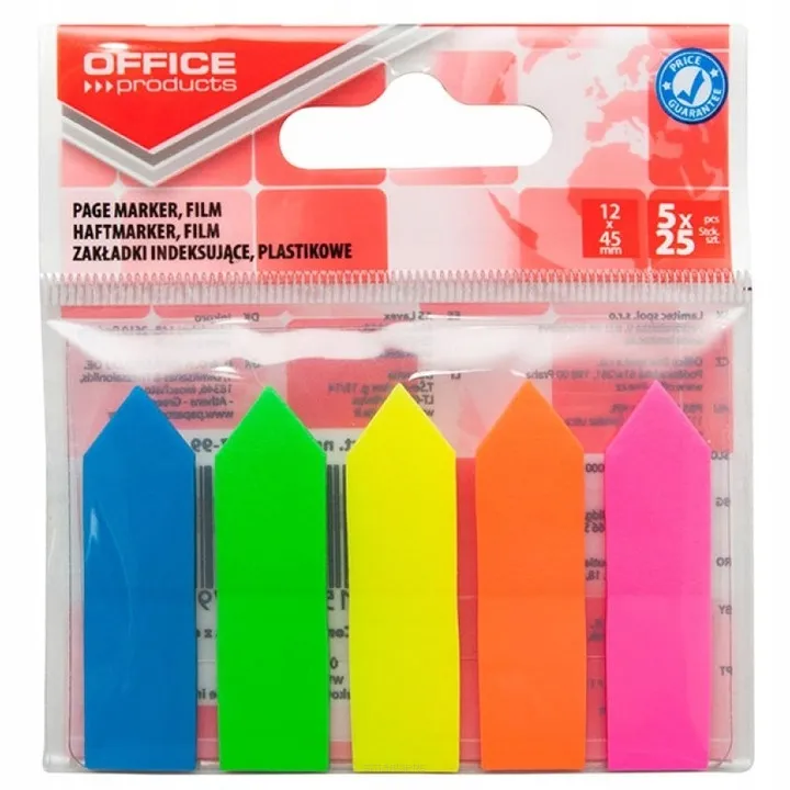 Zakładki Indeksujące Plastikowe 5x25 Karteczek Mix Kolorów Neonowe SmartKleks.pl