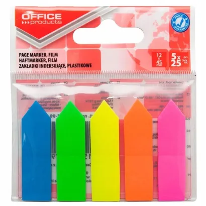 Zakładki Indeksujące Plastikowe 5x25 Karteczek Mix Kolorów Neonowe