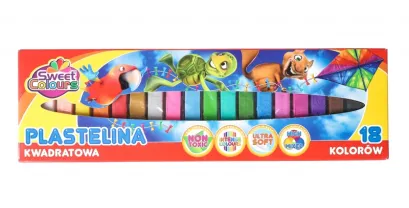 Plastelina 18-kol. kwadratowa, Koma Plast Sweet Colours