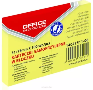 12 x Karteczki Samoprzylepne w Bloczku Żółte 51x76mm