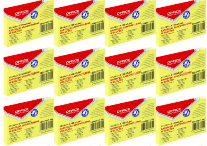 12 x Karteczki Samoprzylepne w Bloczku Żółte 51x76mm