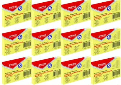 12 x Karteczki Samoprzylepne w Bloczku Żółte 51x76mm