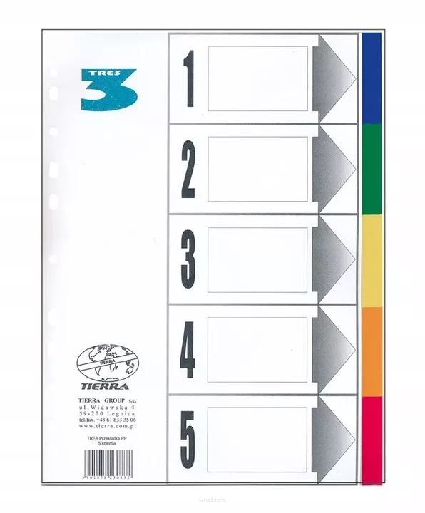 Przekładki do Segregatora PP A4 w 5 Kolorach  SmartKleks.pl