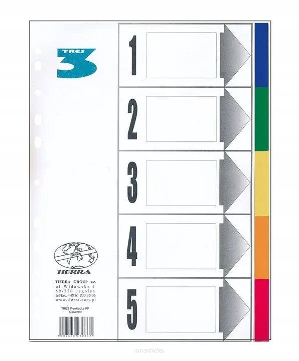 Przekładki do Segregatora PP A4 w 5 Kolorach  SmartKleks.pl