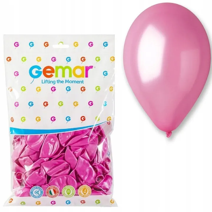 Balony 100 sztuk Metalizowane Różowe Gemar   SmartKleks.pl