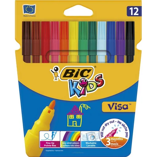 Flamastry Kids Visa 12 Kolorów BIC