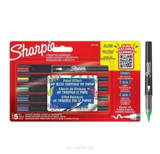 Markery Akrylowe Pędzelkowe Sharpie 5szt + akrylowe serce do zdobienia smartkleks.pl