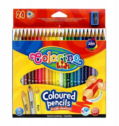 Kredki Ołówkowe Trójkątne Colorino 24 Kolory