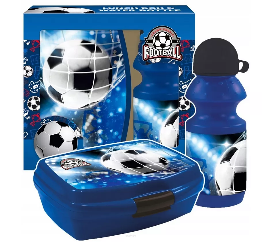Zestaw Bidon Śniadaniówka Lunchbox DERFORM Football smartkleks.pl