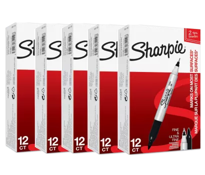 60 szt. Marker Budowlany Dwustronny Permanentny Sharpie Twin Tip Czarny smartkleks.pl