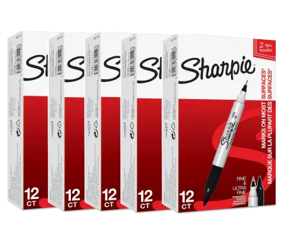 60 szt. Marker Dwustronny Permanentny Sharpie Twin Tip Czarny