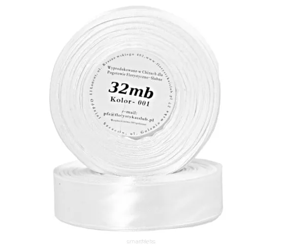 Wstążka Satynowa 25mm/32m Biała