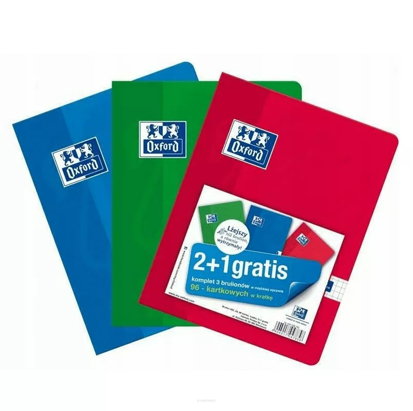 3szt. Brulion Oxford Komplet Kratka 96k. smartkleks.pl