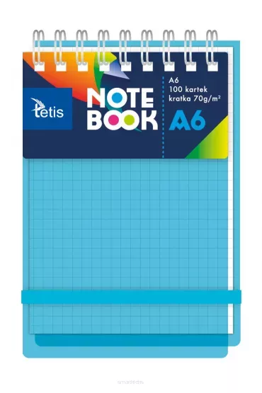 Tetis Kołonotatnik A6 PP niebieski kratka 100 kartek