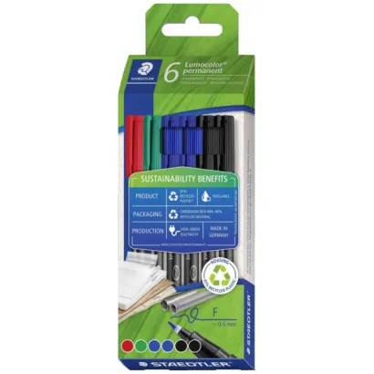 Foliopis STAEDTLER Lumocolor 318 okrągły 0,6mm mix kolorów 6szt.
