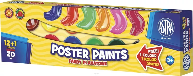 Farby plakatowe Astra 12+1 kolorów