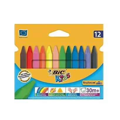 Kredki świecowe trójkątne BiC Kids Plastidecor 12 kolorów