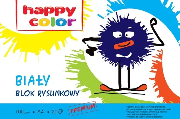 Blok rysunkowy A4 Biały Premium happy color
