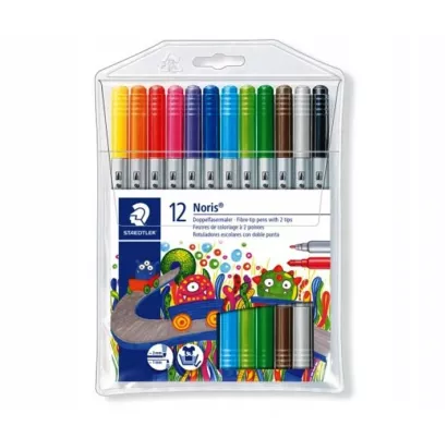Flamastry dwustronne Staedtler zestaw 12 kolorów