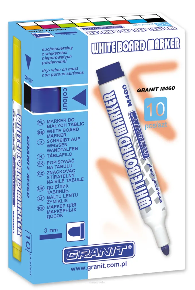 10x Marker do białych tablic Granit M460 czarny