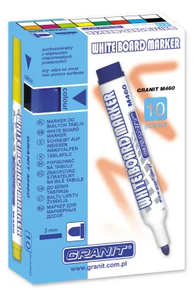 10x Marker do białych tablic Granit M460 czarny