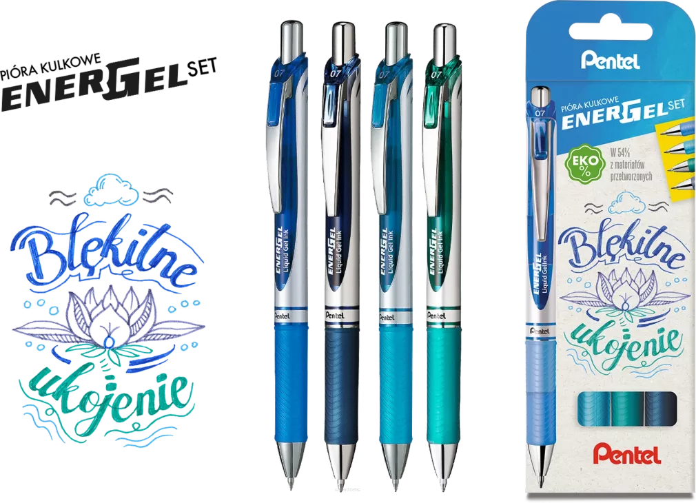 Pióro Kulkowe Zestaw Pentel 0,7 mm Błękitne Ukojenie SmartKleks.pl