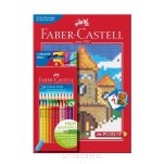Kredki trójkątne 24 kolory Faber-Castell Grip 2001 + kolorowanka