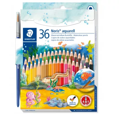 Akwarelowe kredki ołówkowe Staedtler Noris Club zestaw 36 kolorów + pędzelek
