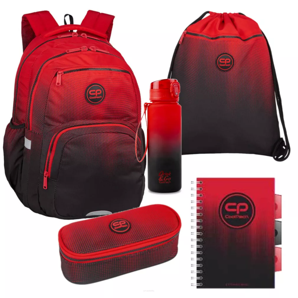 Plecak CoolPack Pick Cranberry + Worek + Bidon + Piórnik + Kołonotatnik