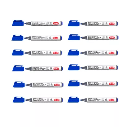 12 x Marker Do Białych Tablic Suchościeralnych Okrągły TOMA Niebieski
