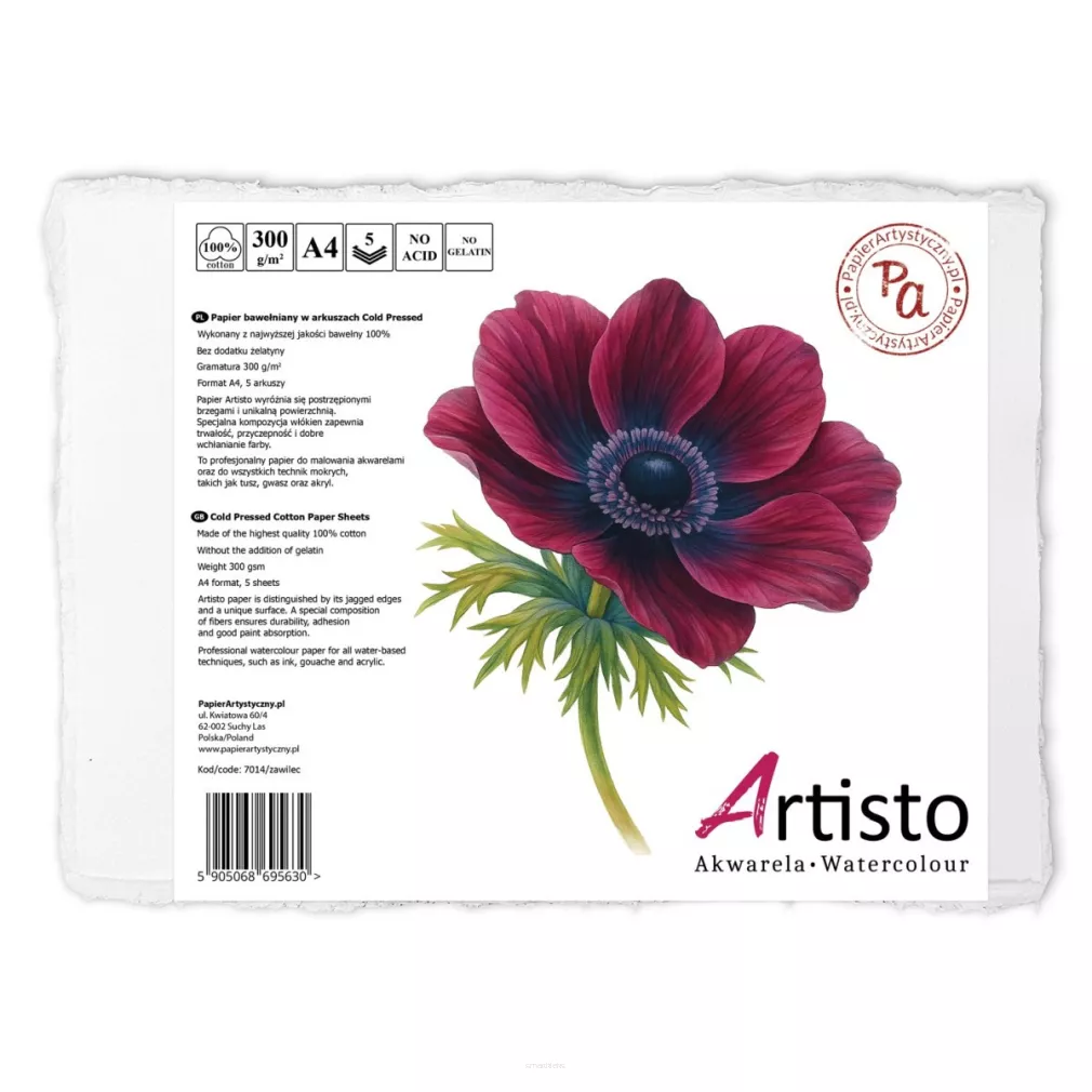 Papier Bawełniany W Arkuszach Cold Pressed A4 300g/m2
