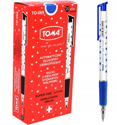 20x Długopis Toma Superfine TO-069 Niebieski Pstrykany
