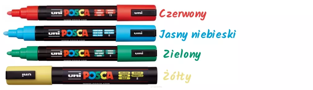 Zestaw Pisaki Posca PC-5M Podstawowe Kolory 4 Kolory SmartKleks.pl