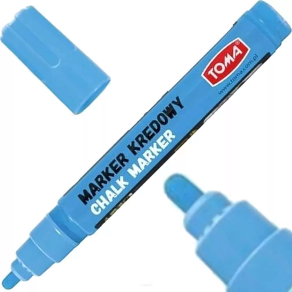 Marker Kredowy Zmazywalny 4,5mm Końcówka Okrągła Niebieski Toma  SmartKleks.pl
